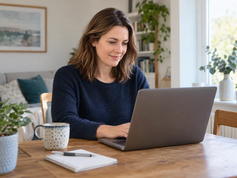 Illustrative image of a woman completing an online assessment at home